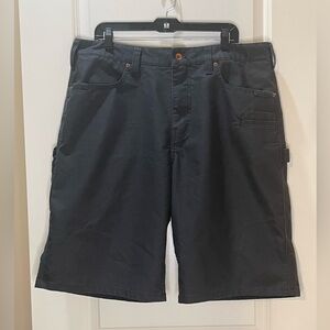 Brixton Men’s Shorts Washed Black Canvas Cargo Builder Baggy Fit EUC Size 36